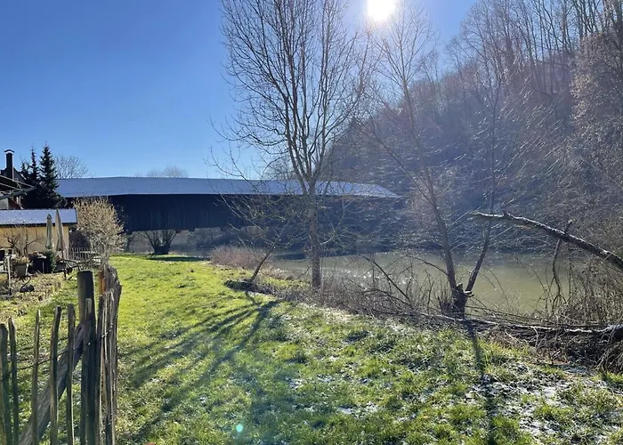 Ferienhaus Pure Jagst, Traum-Lage Am Fluss Mit Kaminzimmer Und Infrarot-Waermekabine Rindenmoos 사진